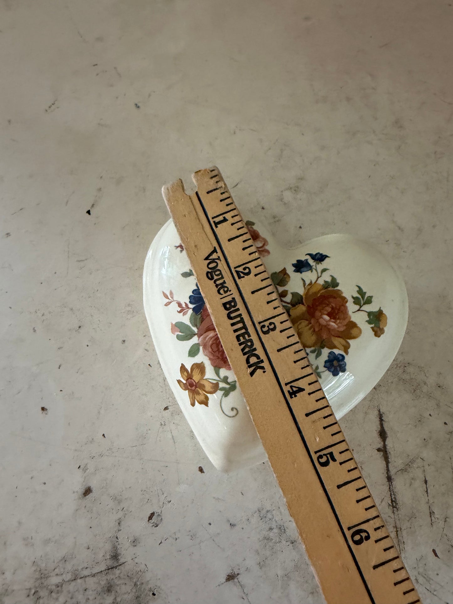 Heart shaped floral trinket dish porcelain