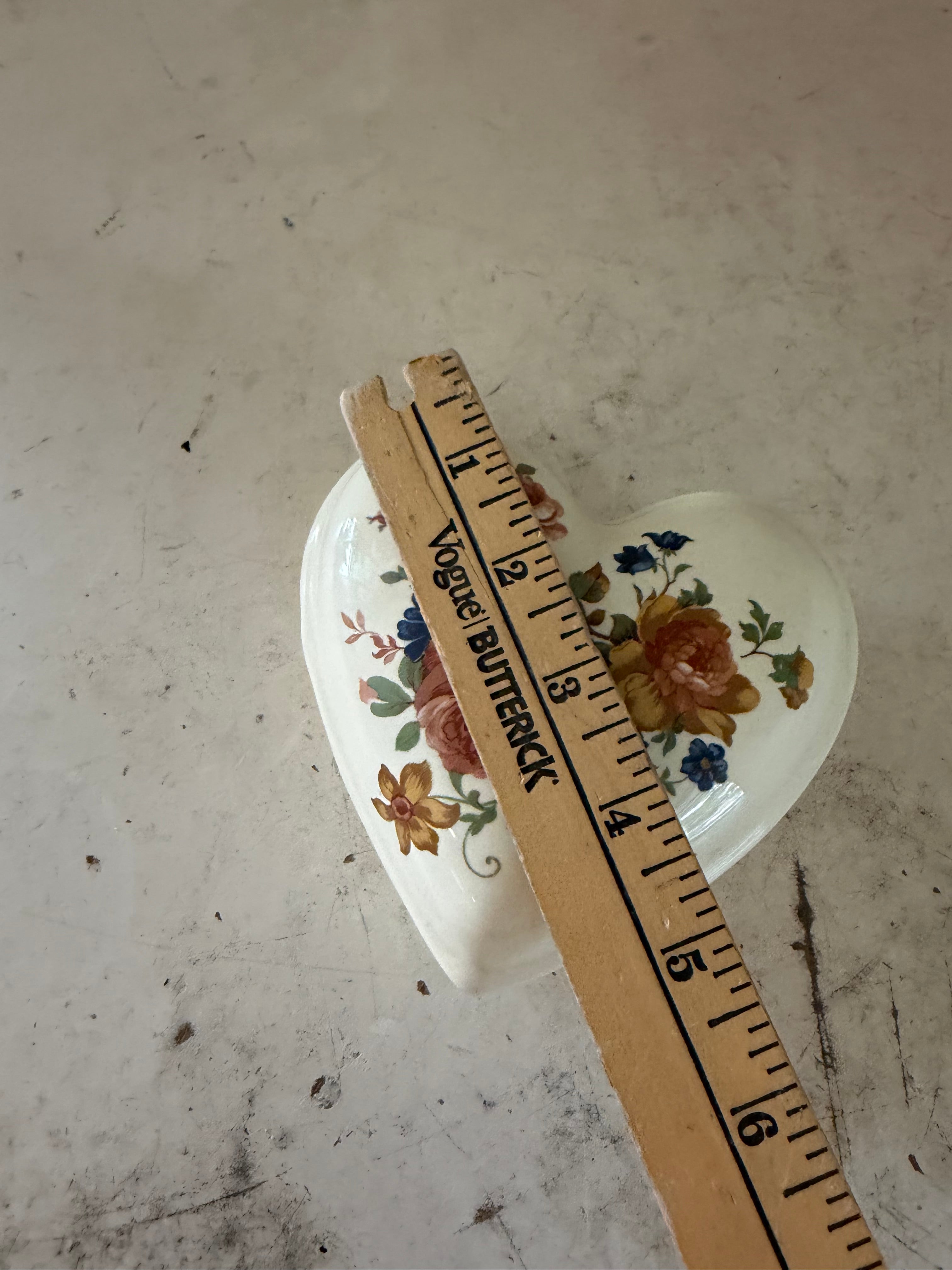 Heart shaped floral trinket dish porcelain