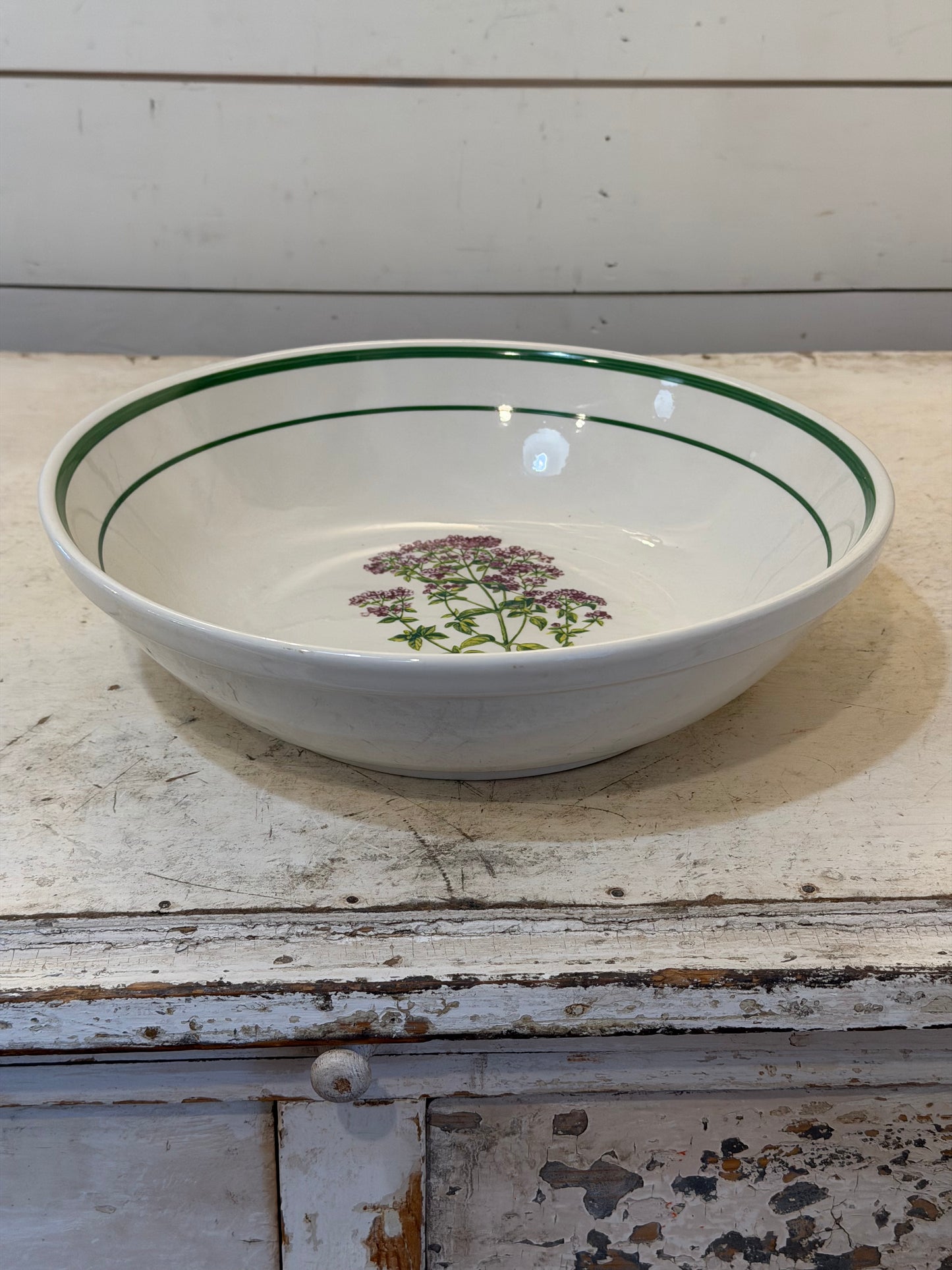 Vintage Made in Italy Large Ceramic Pasta Bowl Plate Platter W/ Marjoram Design