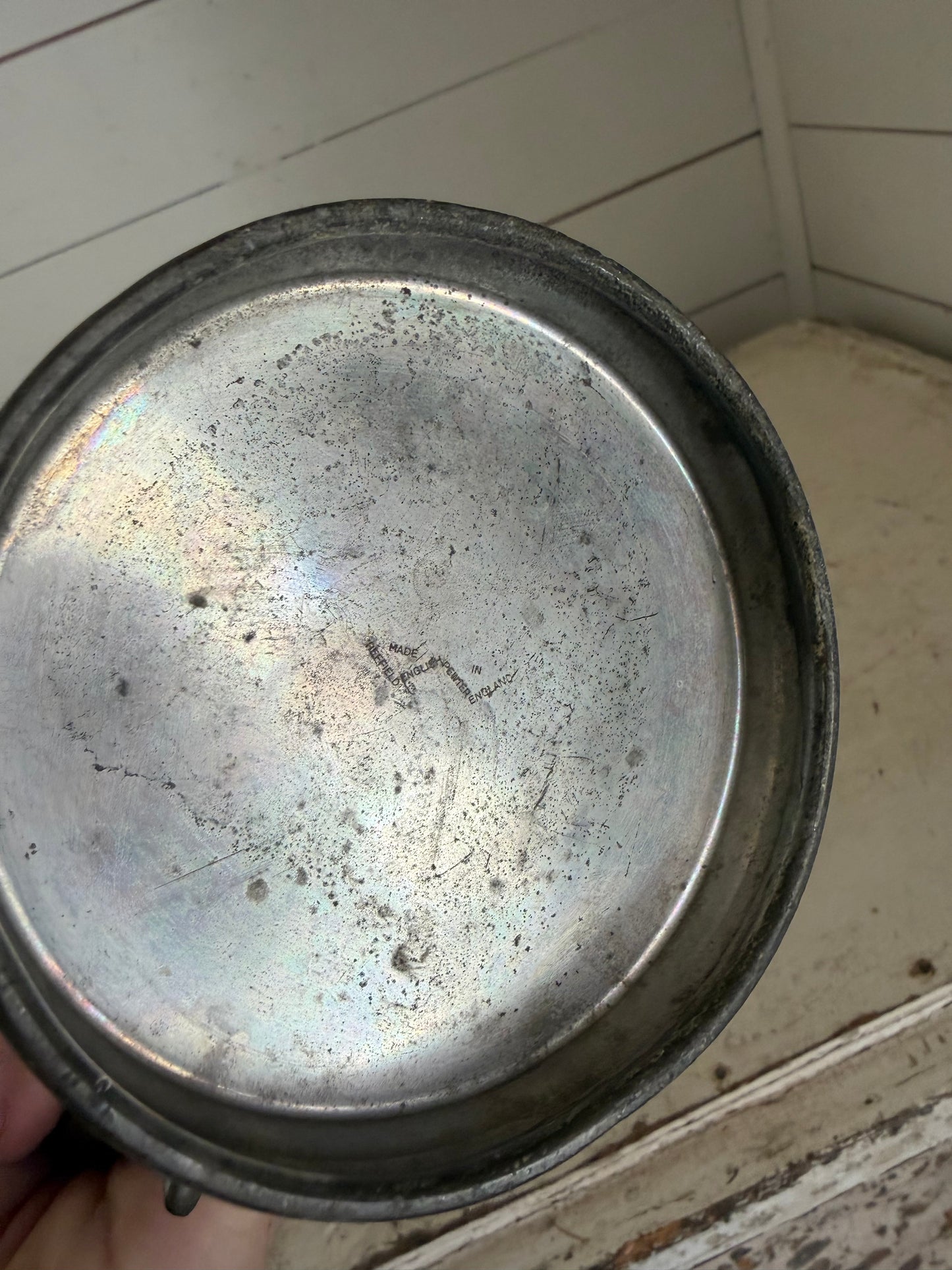 Antique Sheffield pewter tankard with lid - Made in englandn