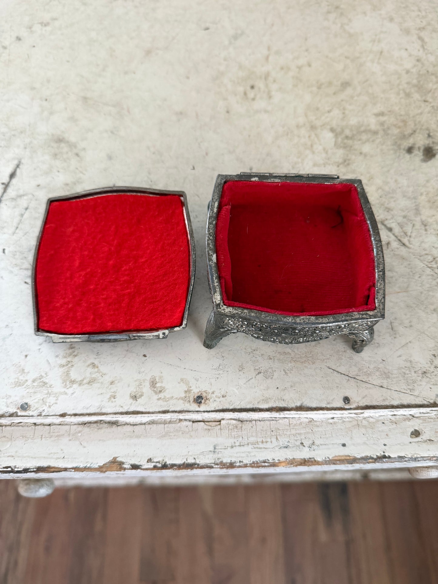 Ornate Silver Plate Trinket or jewelry box broken hinge
