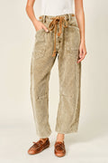 BARREL CORDUROY PANTS WITH EYELET WAIST