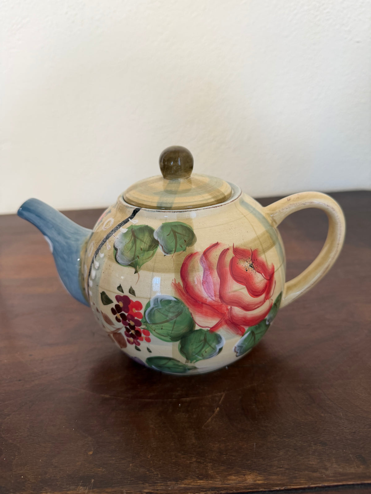 Plaid Porcelain Tea Pot