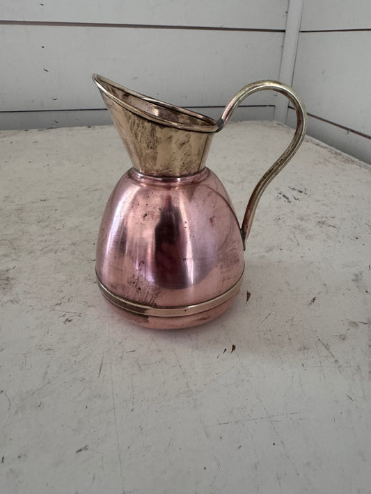 Vintage Copper and Brass Squat Jug