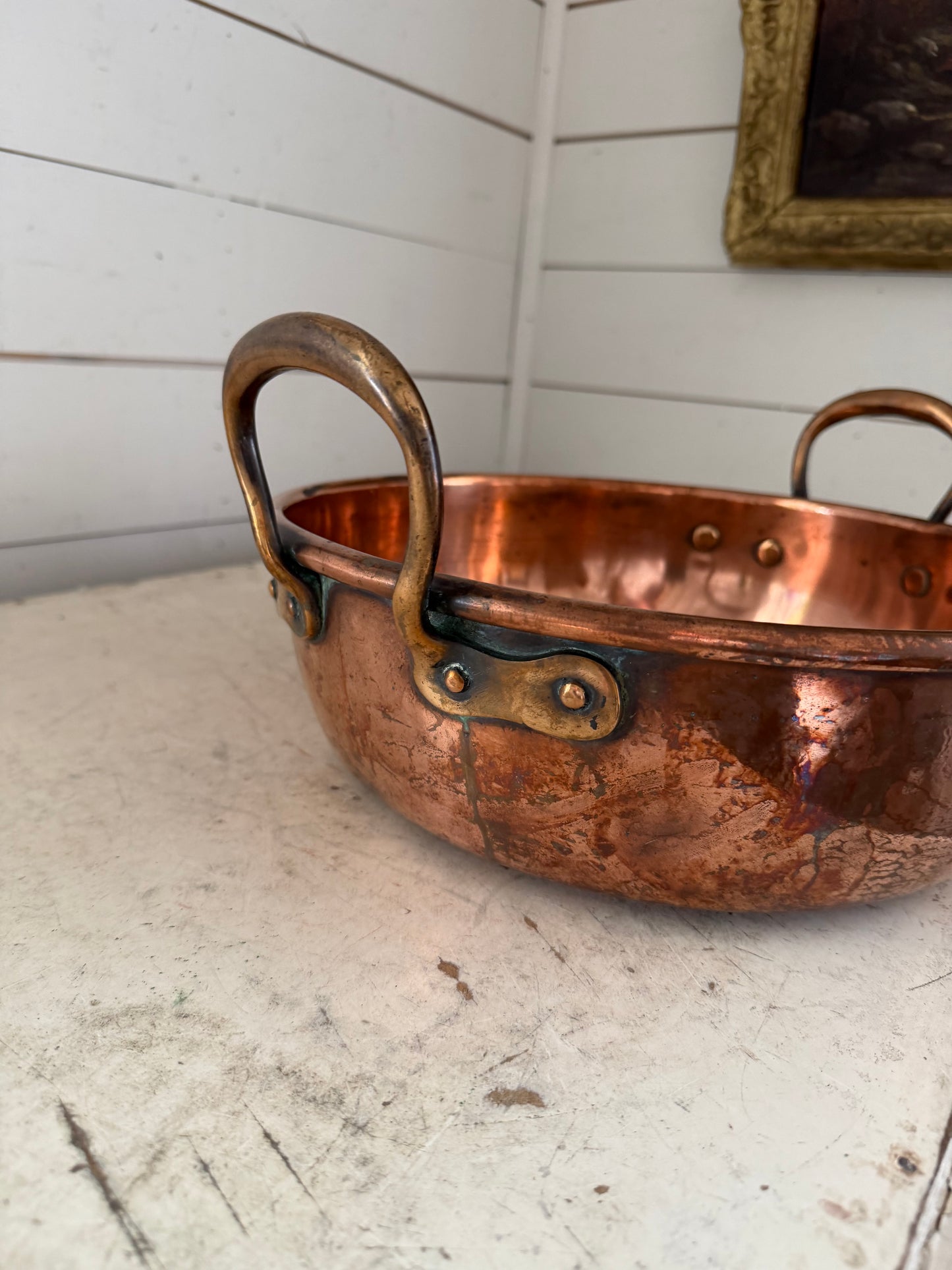 Large Antique George III Copper Pan, 1800s