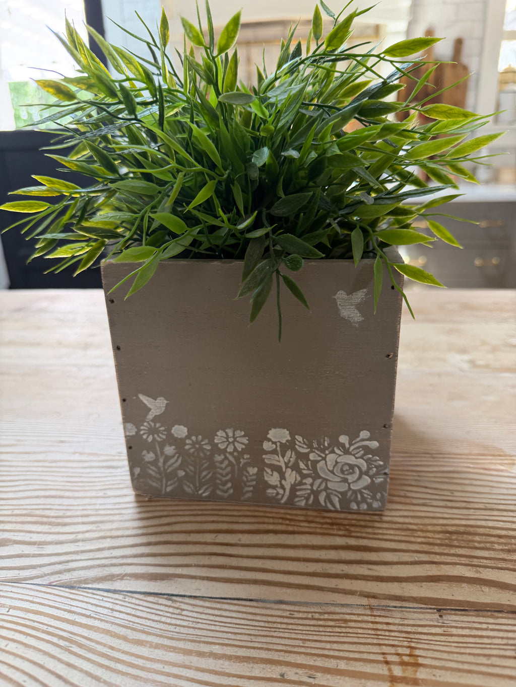 Hand Painted Floral Wood Box greenery not included