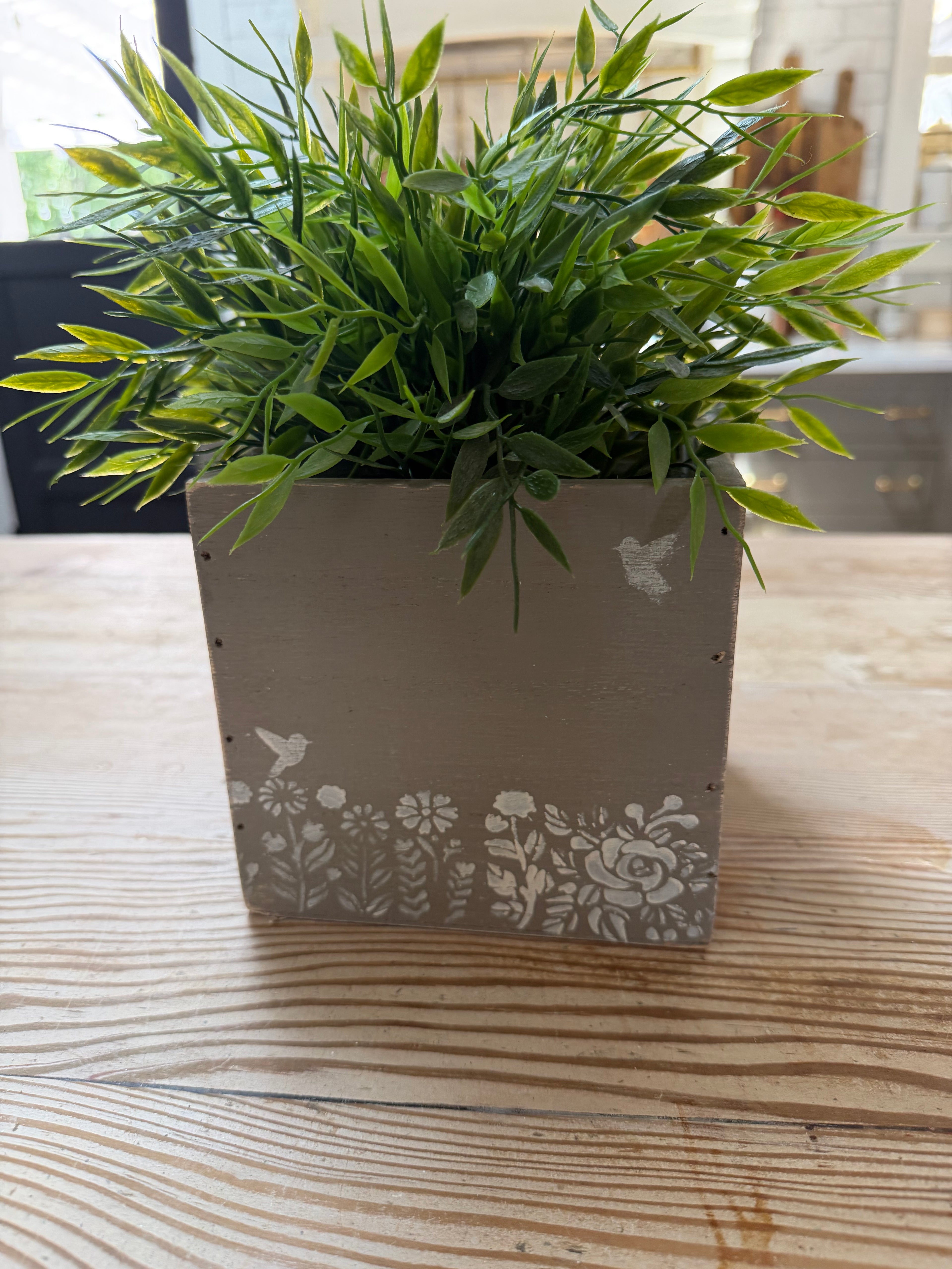 Hand Painted Floral Wood Box greenery not included