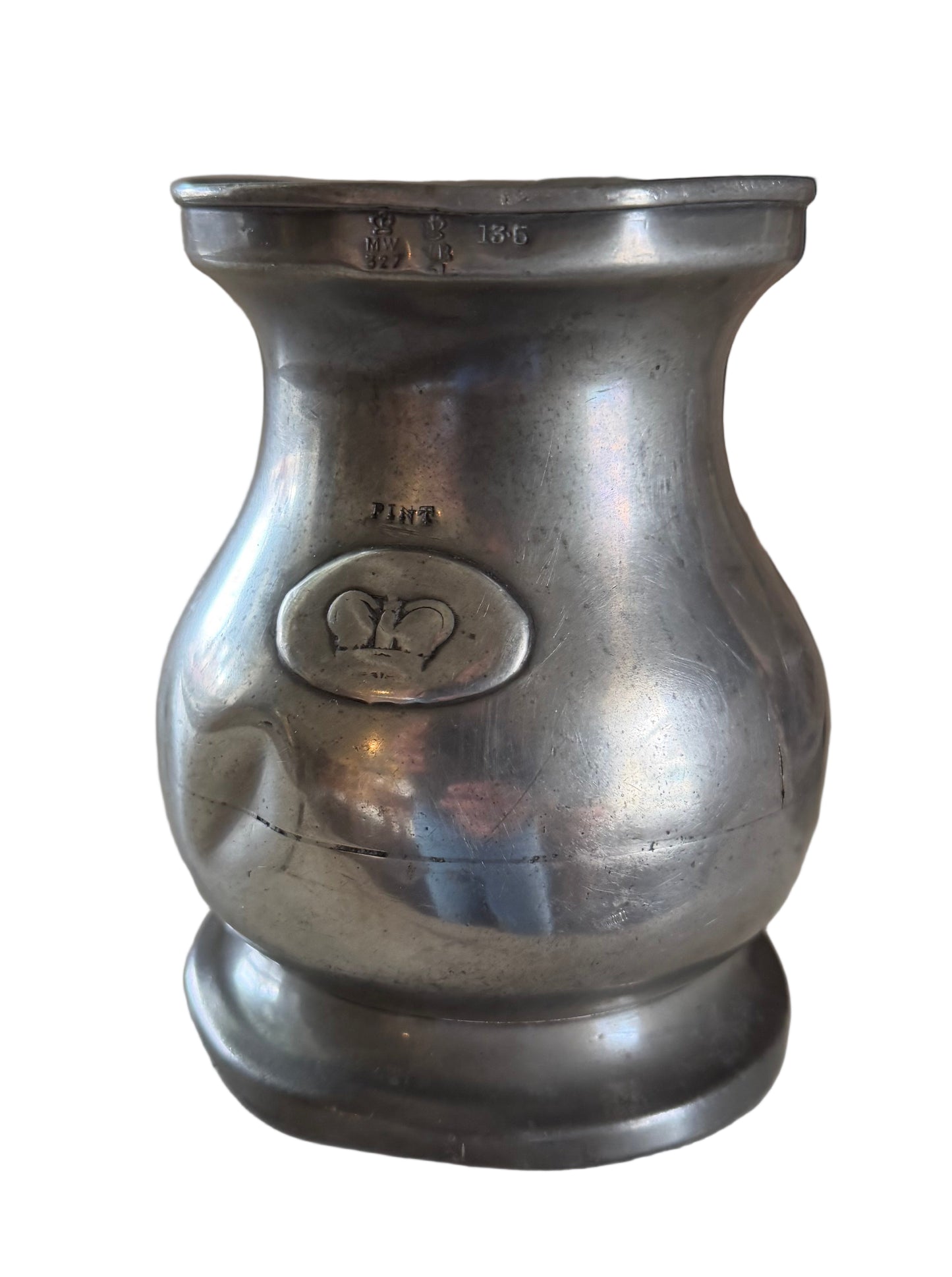 George The Fourth PEWTER ONE PINT MUG TANKARD Baluster Body C.1820-1825