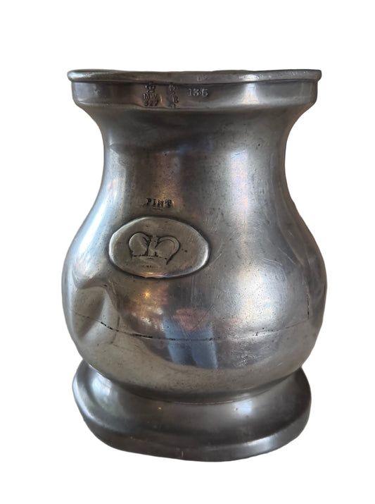 George The Fourth PEWTER ONE PINT MUG TANKARD Baluster Body C.1820-1825