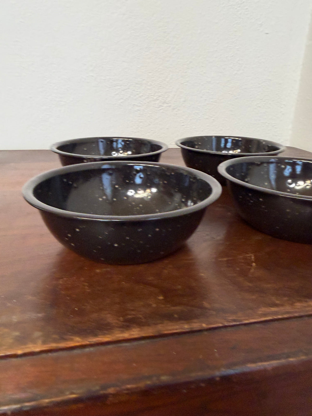 Black Speckled Enamel Bowl 6” - Sold Individually