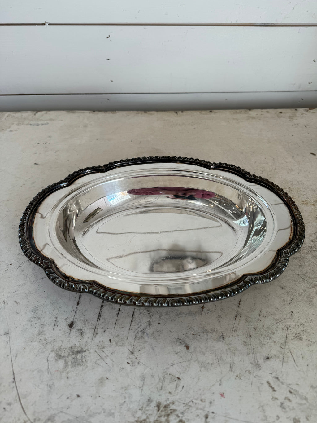 Tarnished Silver Serving Dish