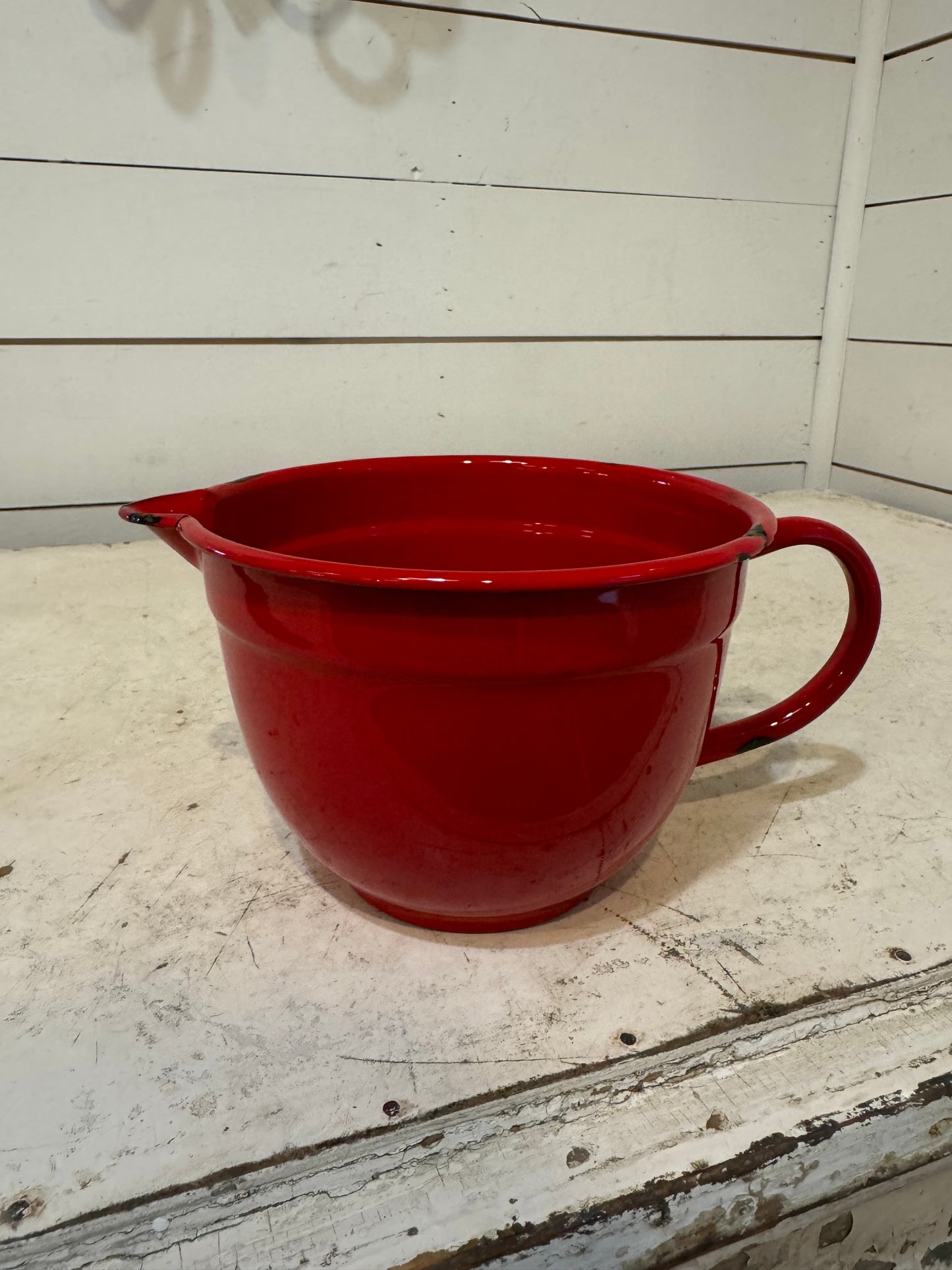 Red Enameled Farmhouse Batter Bowl 1.5 quart