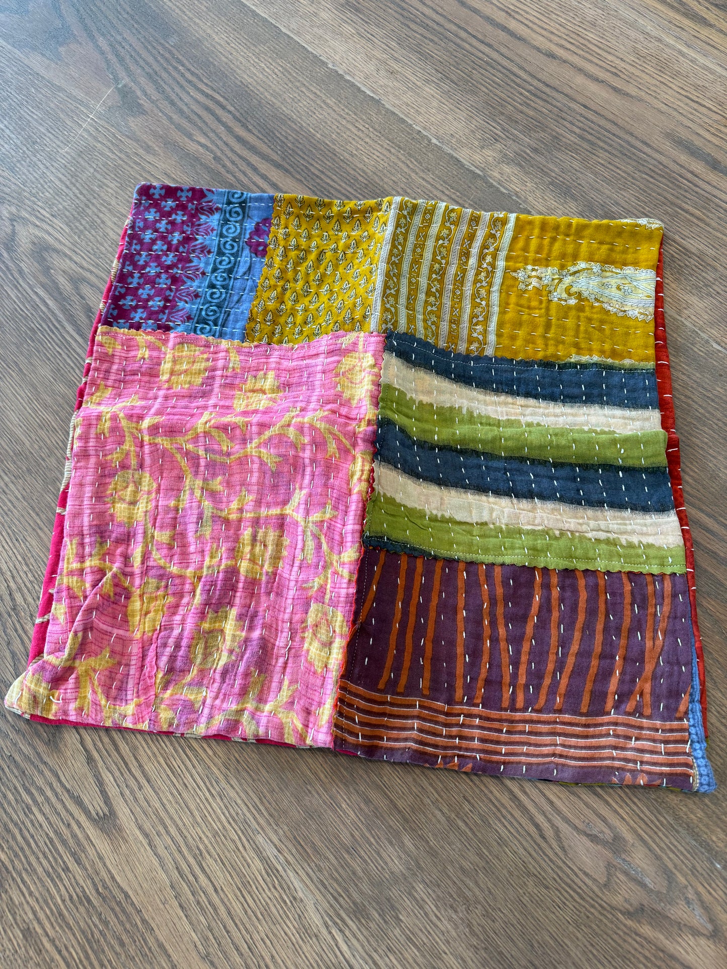 18x18 Kantha Hand Sewn Pillow Case - Sold individually
