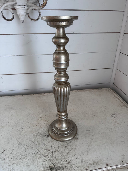 Tall ornate Candlestick silver Color