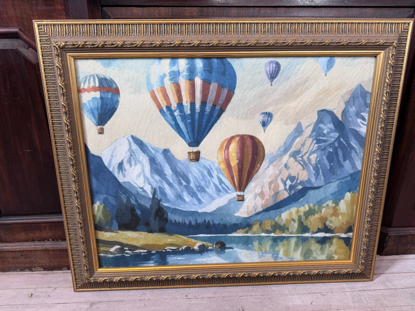 Hot Air Balloon Large Frame Print on rice paper