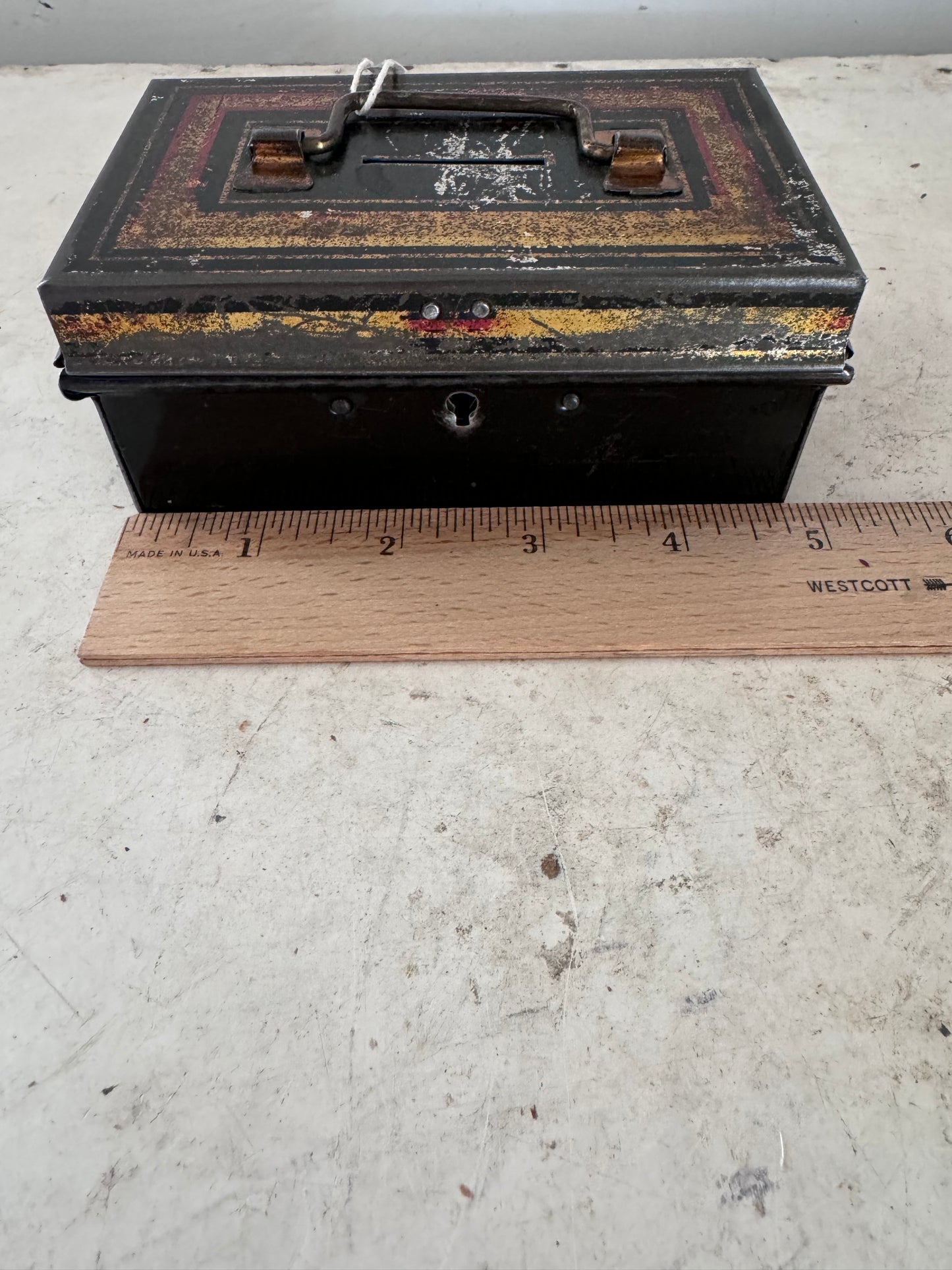 Antique metal Cash box with key