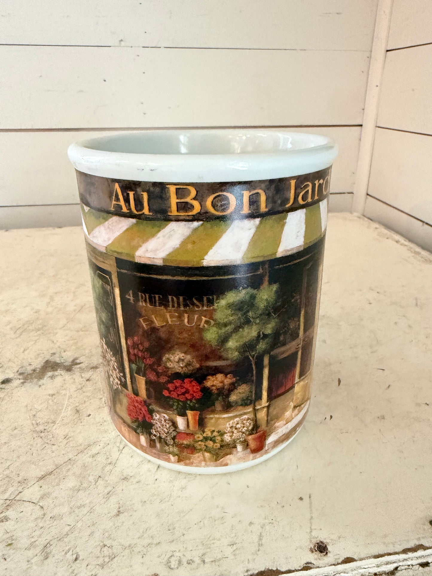 Cypress Home French Flower Shop Porcelain Utensil Holder