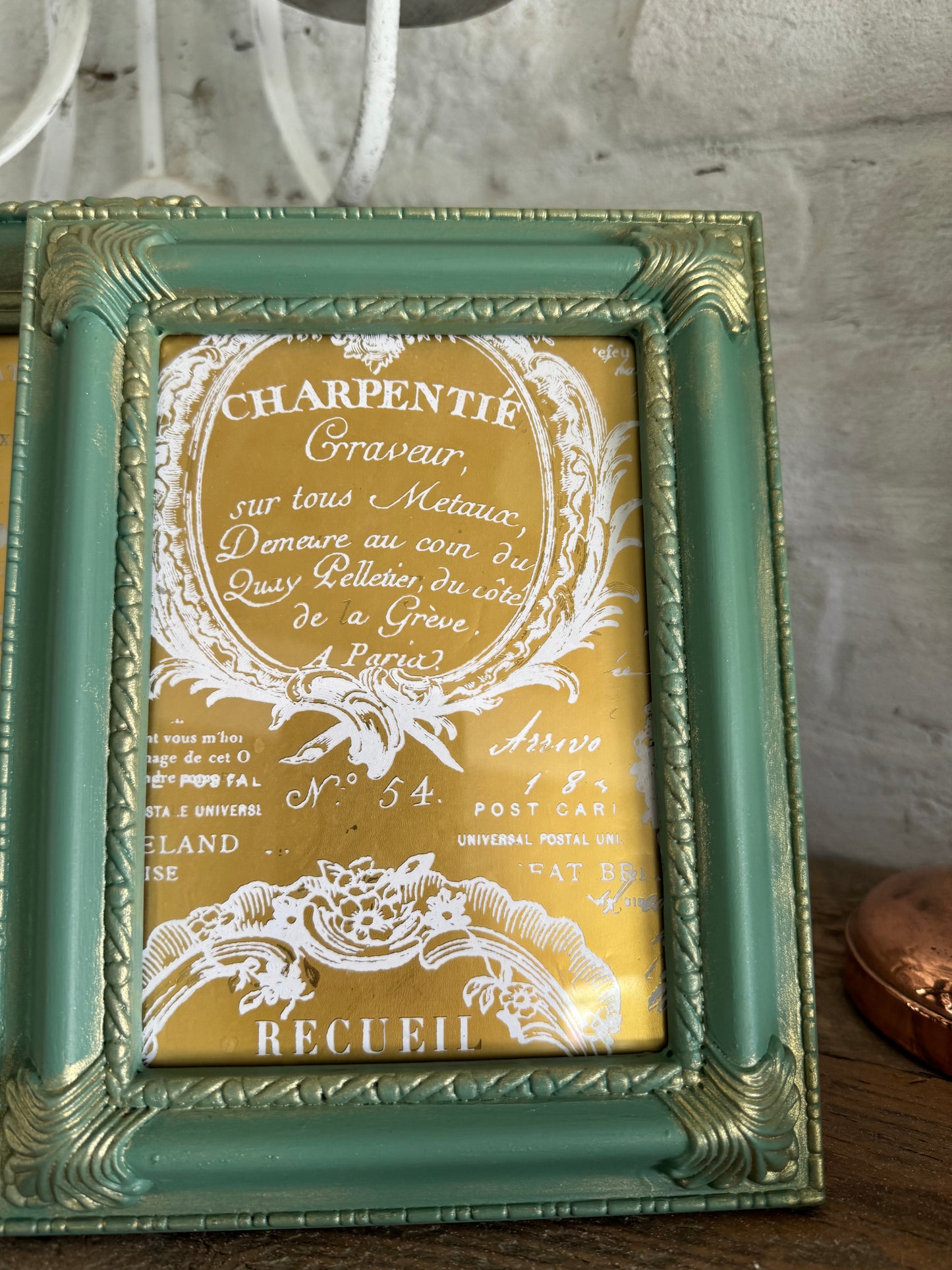 Gold & Green 5x7” frame with gold french art - Sold Individually