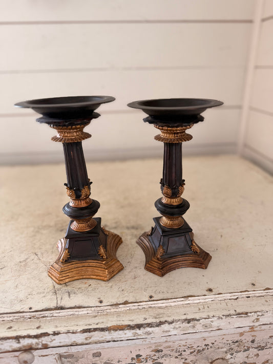 Black and Gold Column Candlestick set of 2 will get makeover