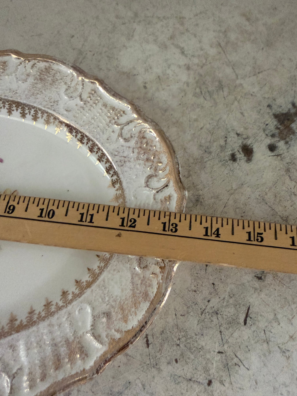 Vintage floral platter with gold trim
