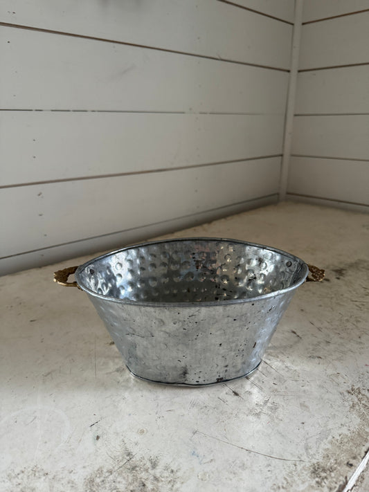 Galvanized Bucket with Brass Handles