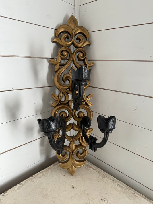 Hollywood Regency Triple Candleholder Wall Sconce - will be painted