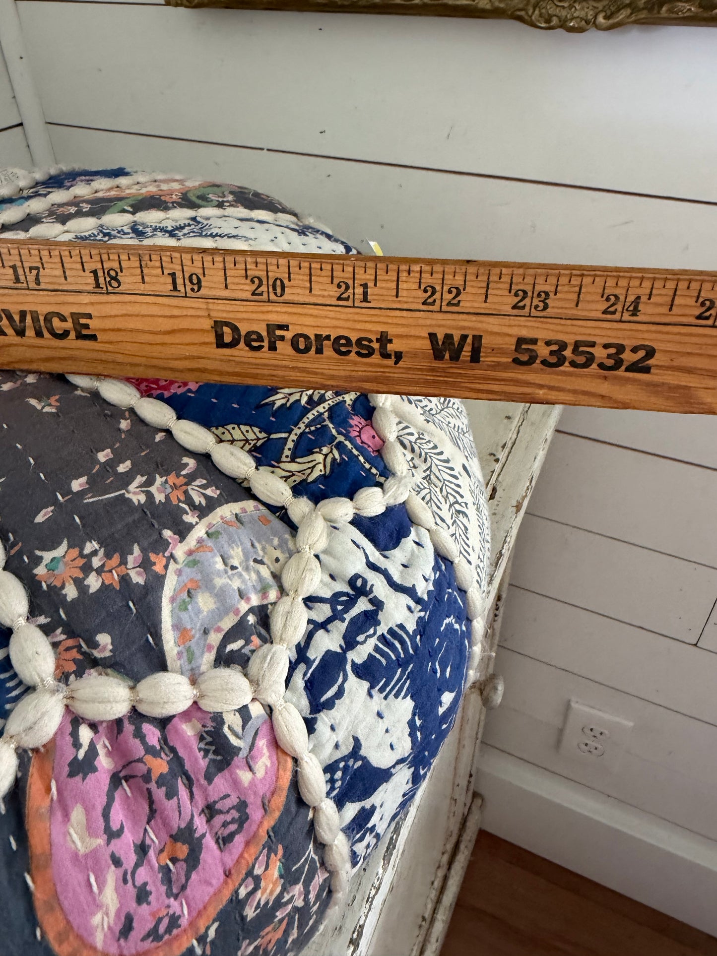 Kantha Quilt Fabric Floor Pouf - Bohemian Style