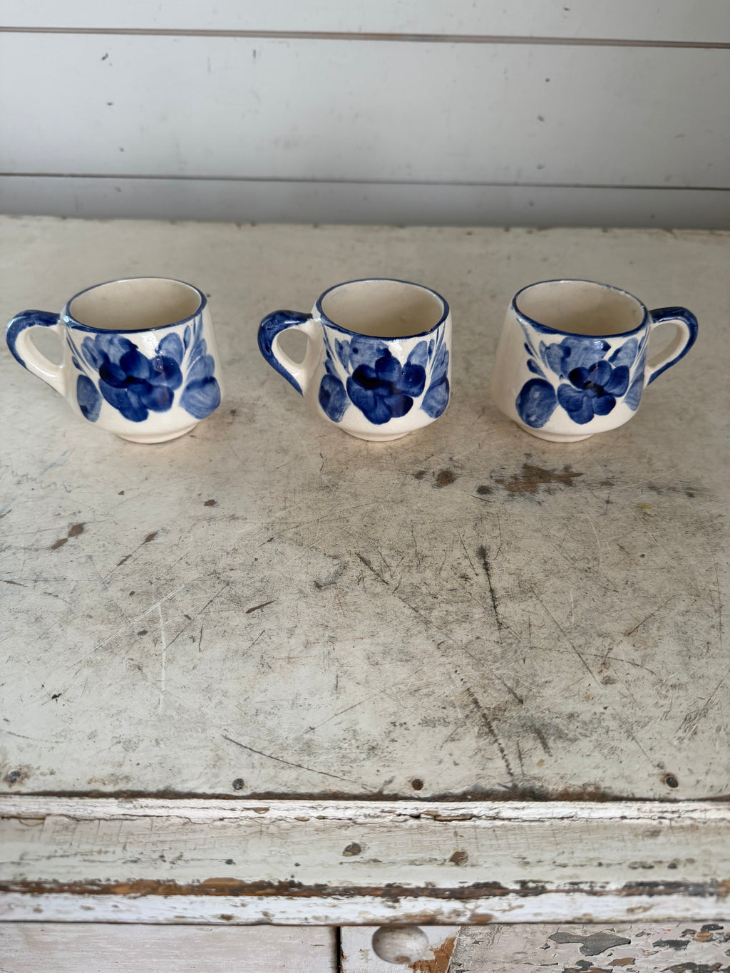 Vintage Hand Painted Blue Floral Mug - SOLD INDIVIDUALLY