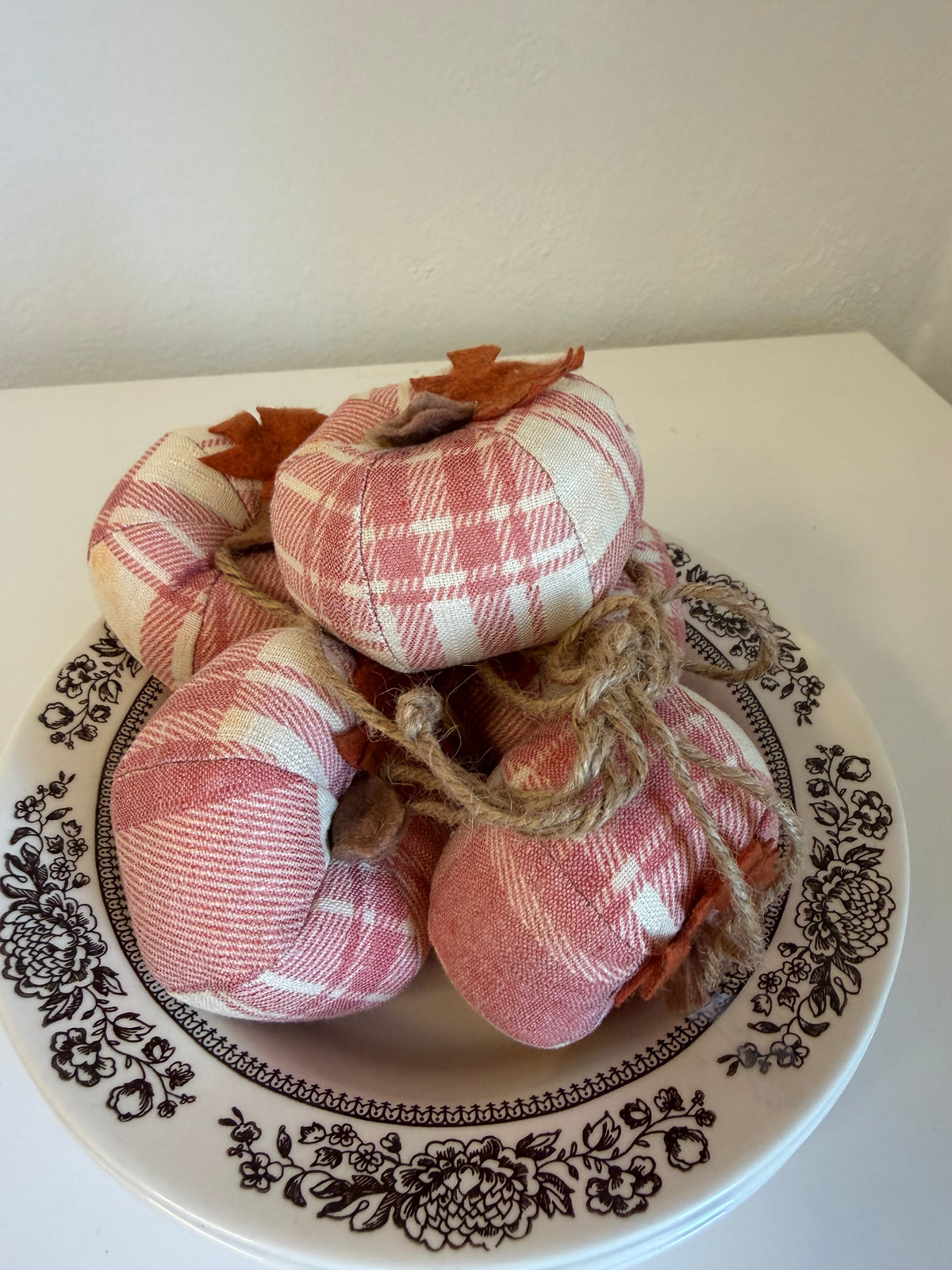 Set of plaid fabric pumpkins