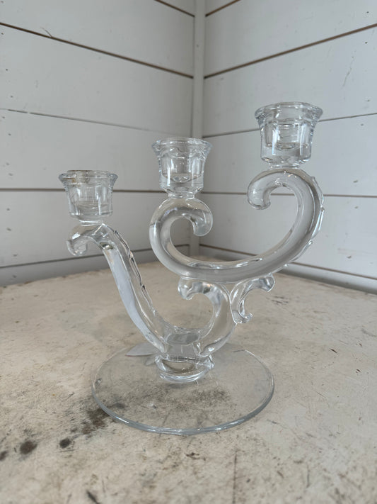 FOSTORIA CENTURY CRYSTAL TRIPLE-LIGHT CANDLE HOLDER