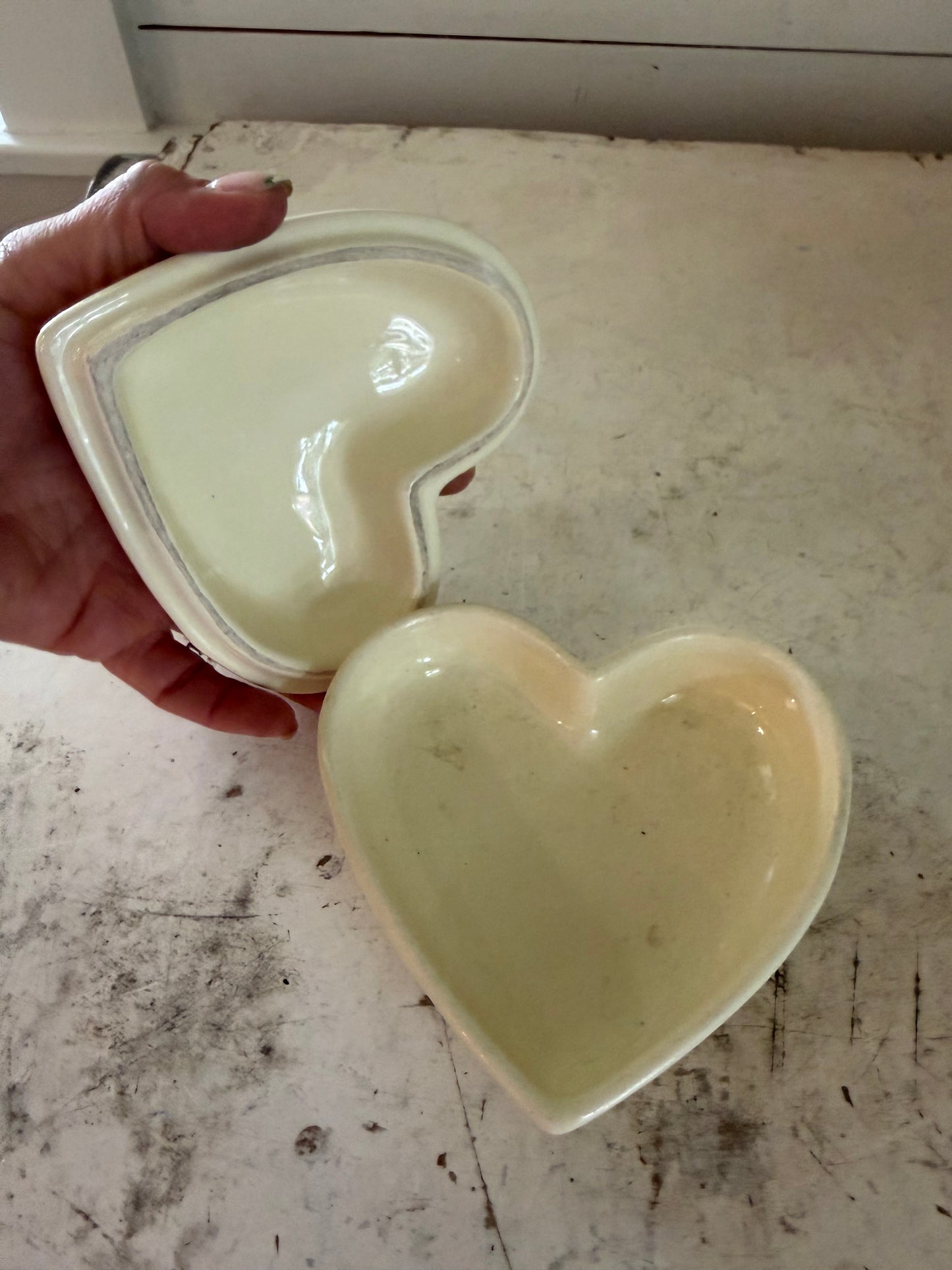 Heart shaped floral trinket dish porcelain
