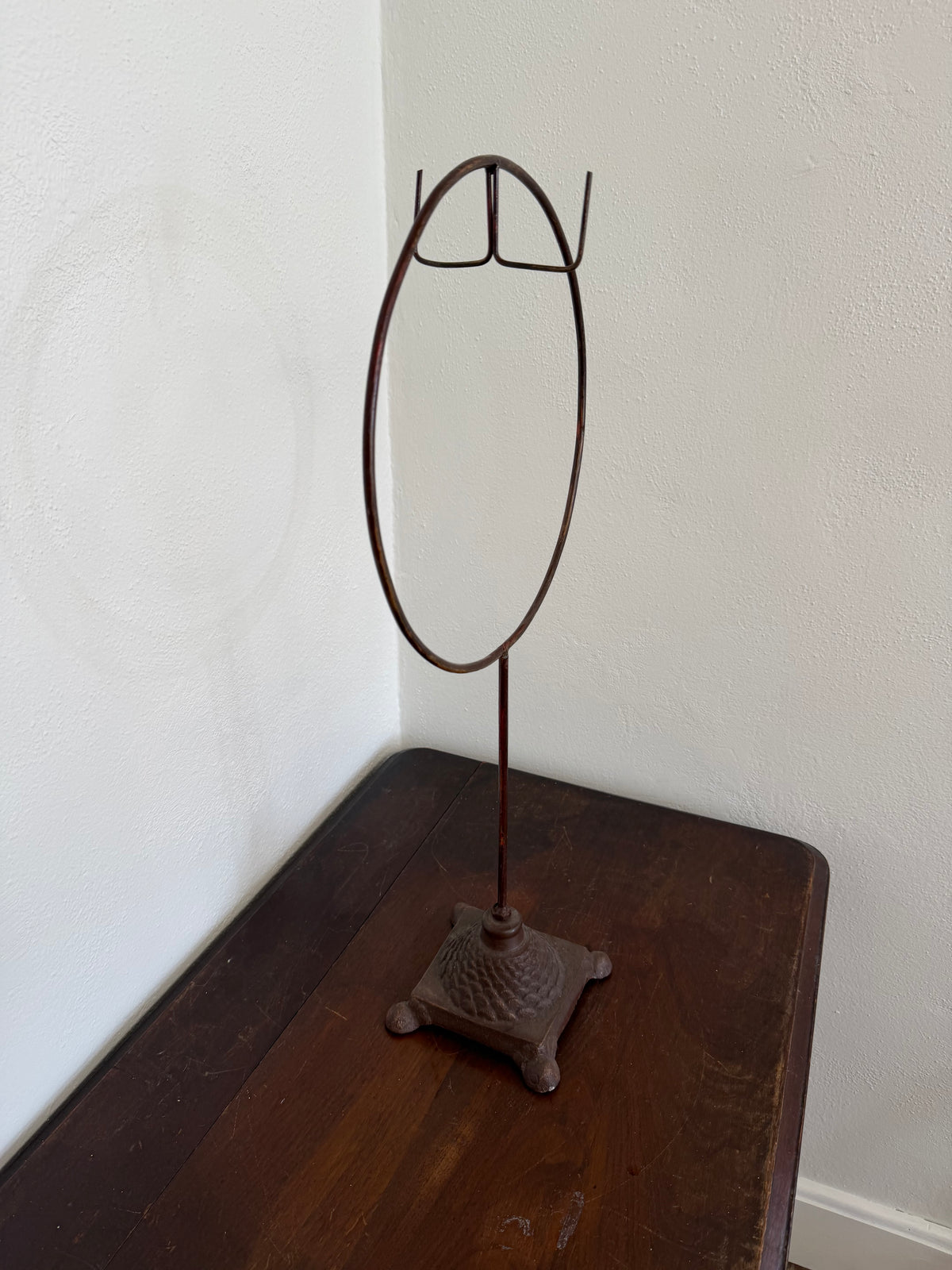 Cast Iron Base Wreath Display with hook on two sides