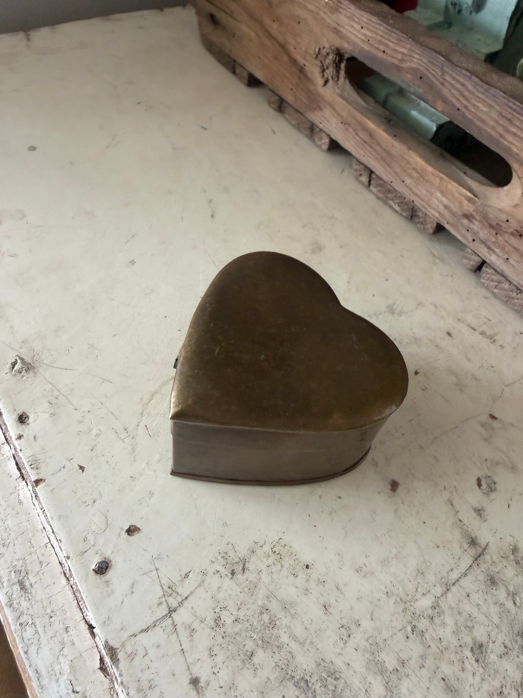 Vintage heart shaped brass trinket dish