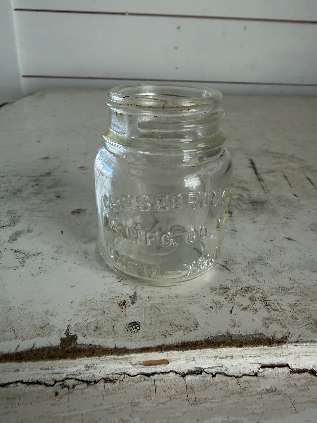 SMALL Clear CHESEBROUGH VASELINE BOTTLE NEW YORK