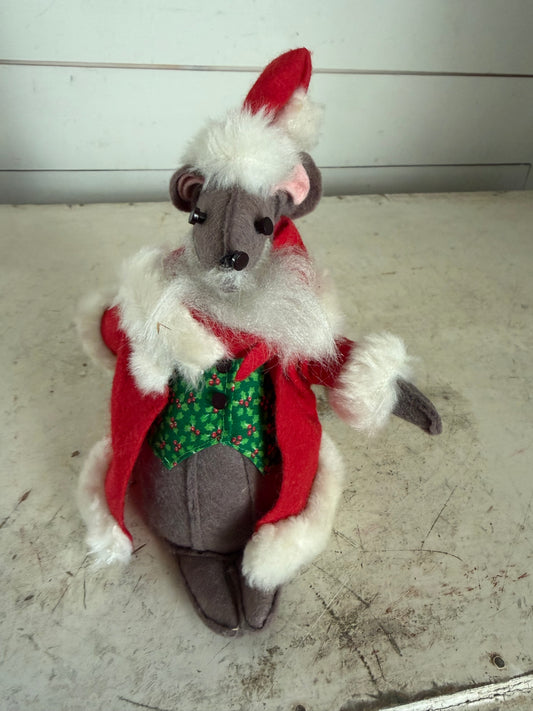 Mon Petit Chou Ltd. Victorian-style gray Christmas mouse doll