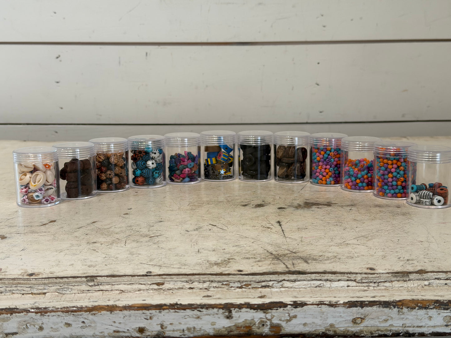Assorted Beads For Jewlery in 12 Plastic Organizer Containers - Sold as a set