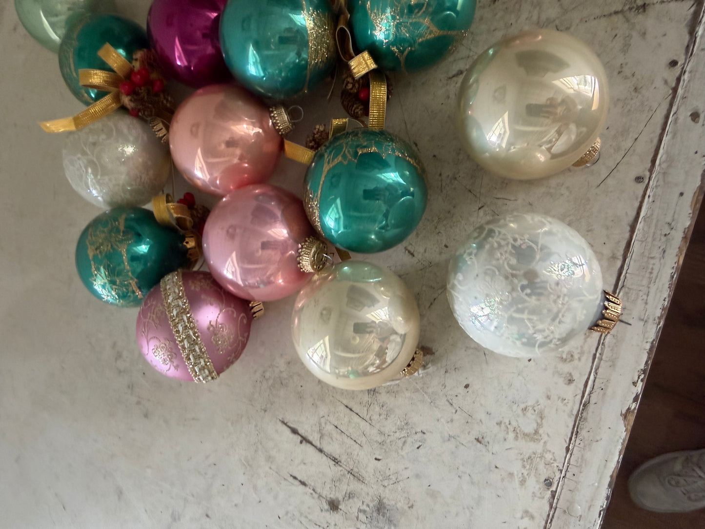 Set of vintage glass ornaments, everything shown here