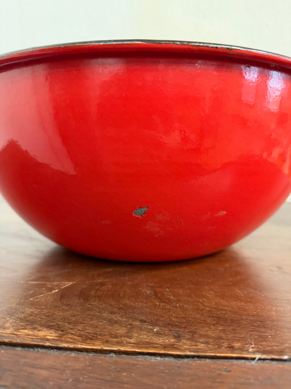 Vintage Style Large Red Enamelware Bowl Farmhouse Mixing/Serving Bowl 10”