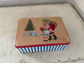 Striped Christmas Tin With Santa