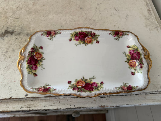 Royal Albert Old Country Rose Sandwich Tray 11.75" X 7" Bone China England