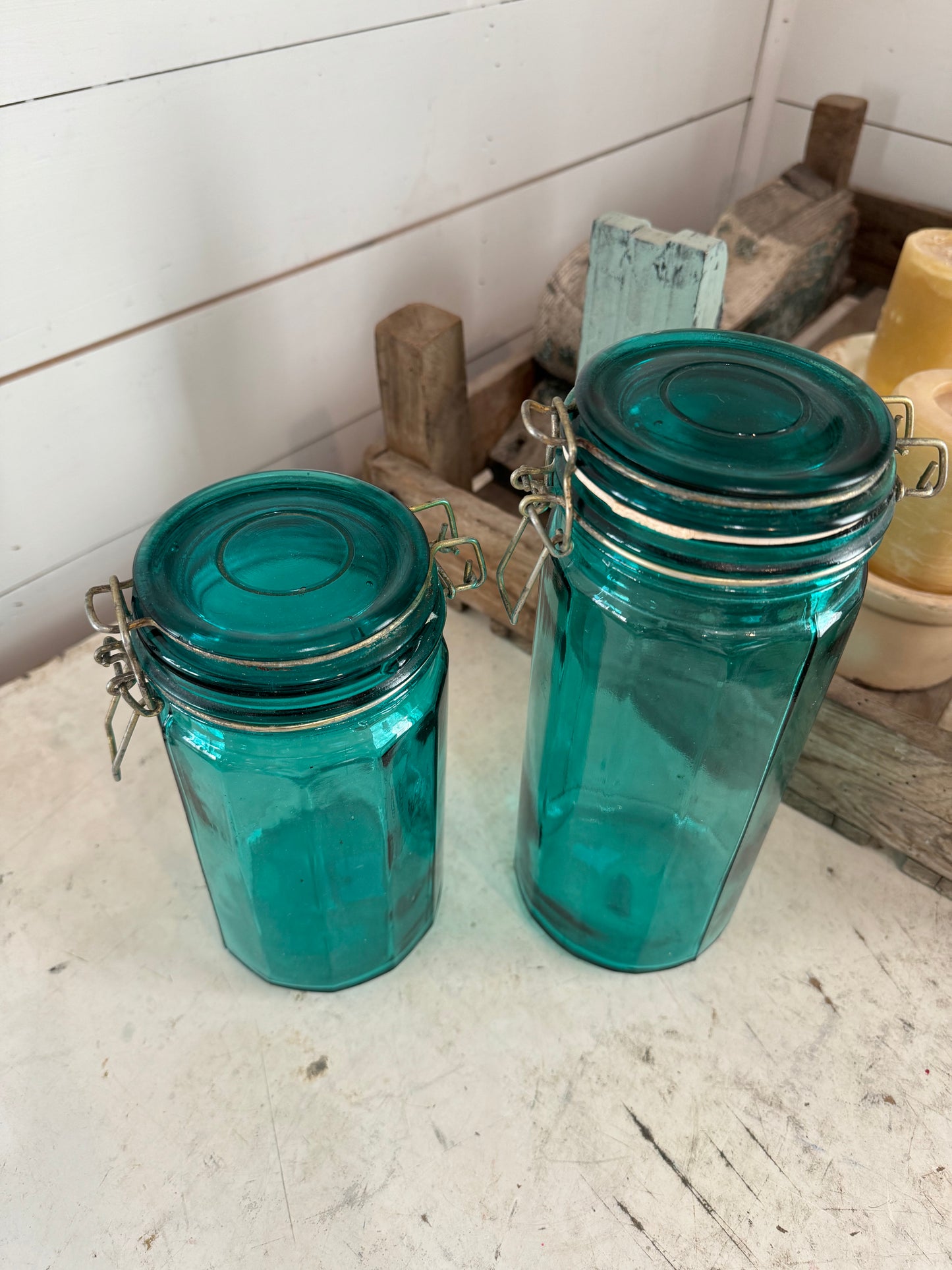 Set of Turquoise Hermetic Jars