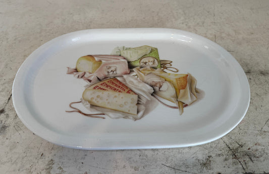 Vintage Ceramiche Tadinate Cheese Platter With Cheese/Cow/Sheep Design Stamped Italy