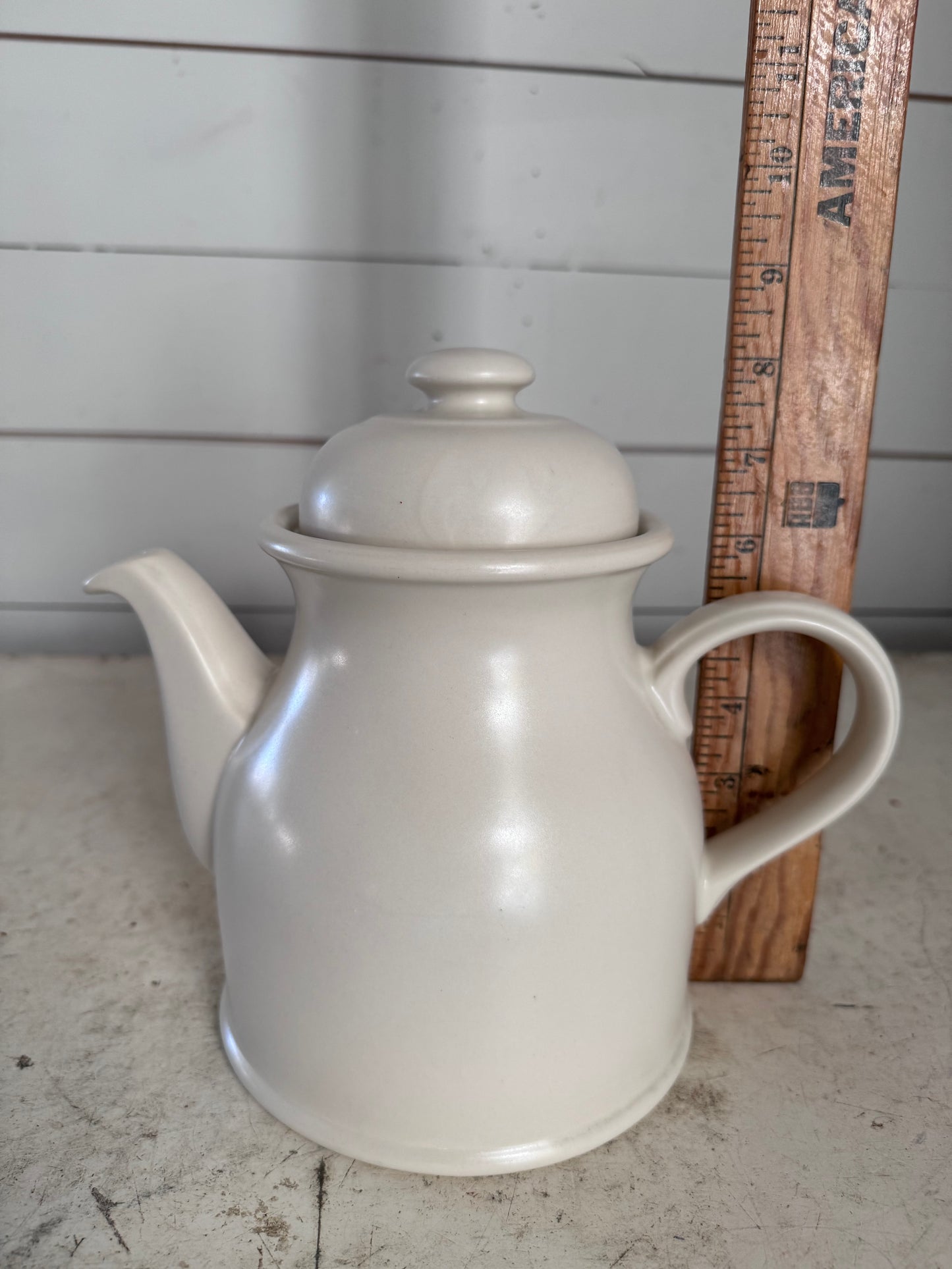 Mid Century Tea Pot Cream Stoneware