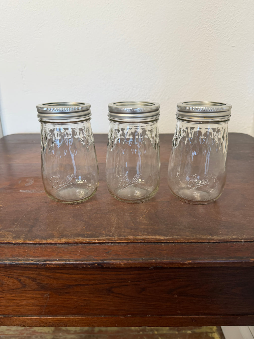 Fluted glass ball jar with lid