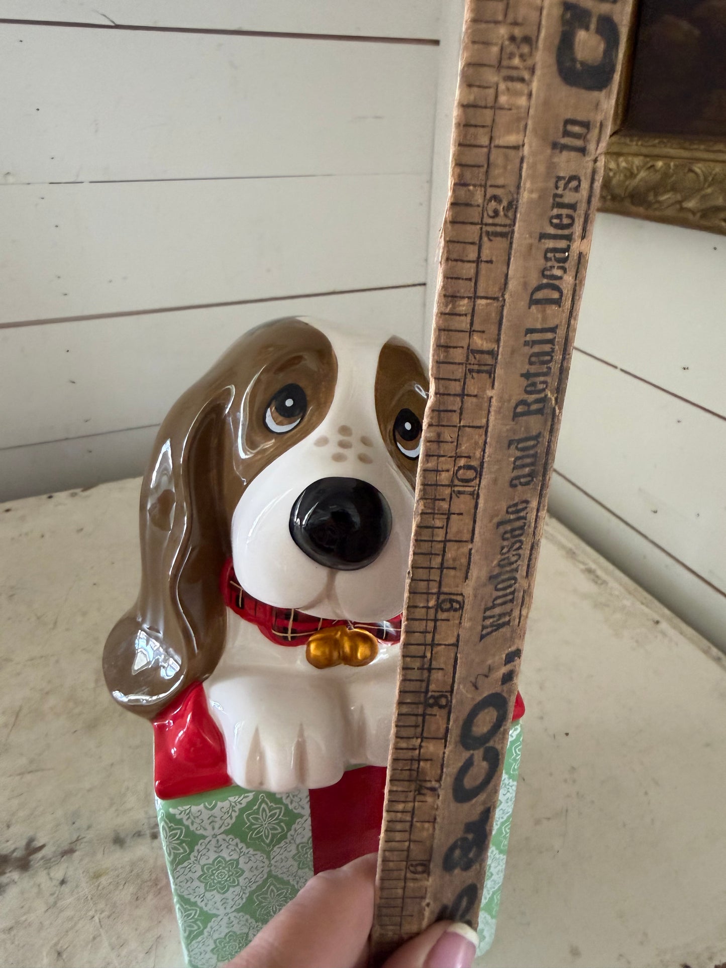 The Pioneer Woman Charlie Basset Hound Ceramic Christmas Cookie Jar Dog Present