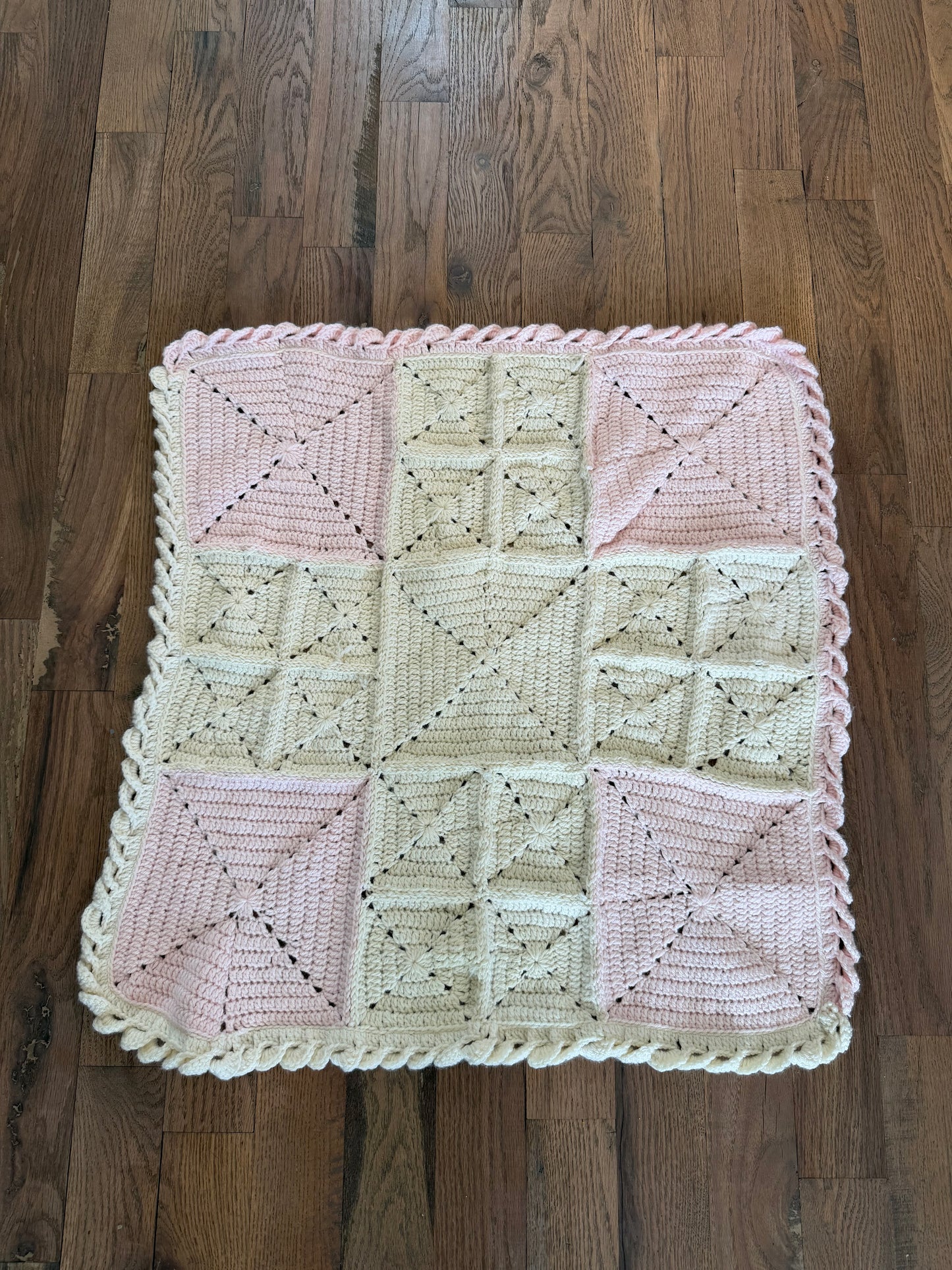 Small Pink and Cream Baby Afghan