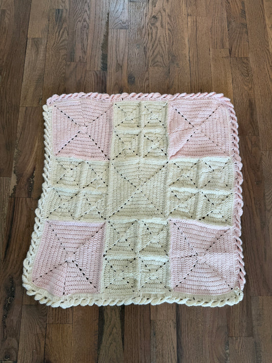 Small Pink and Cream Baby Afghan