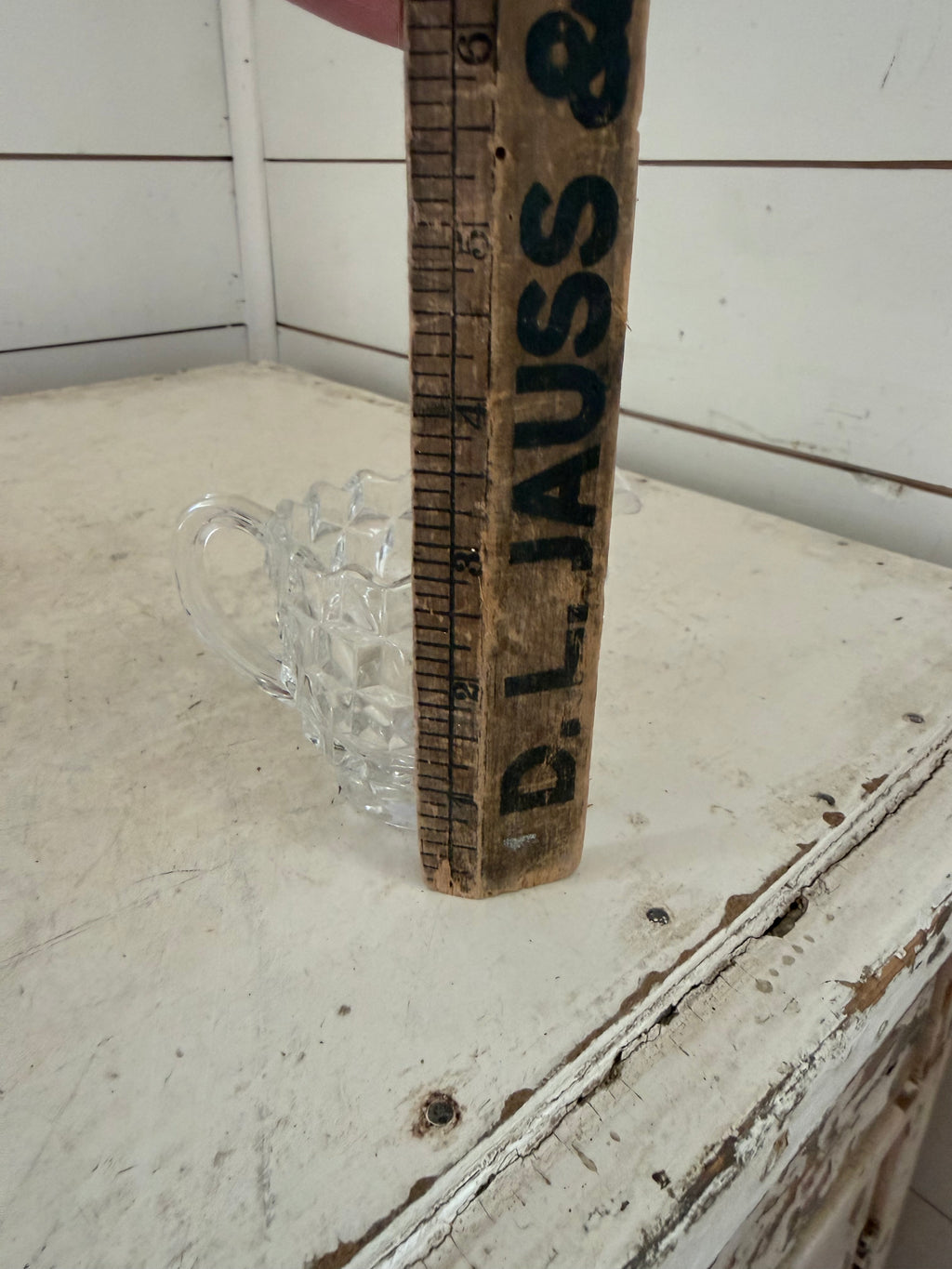 Fostoria American Cubist Glass Pitcher Vintage Clear Pressed Glass Creamer