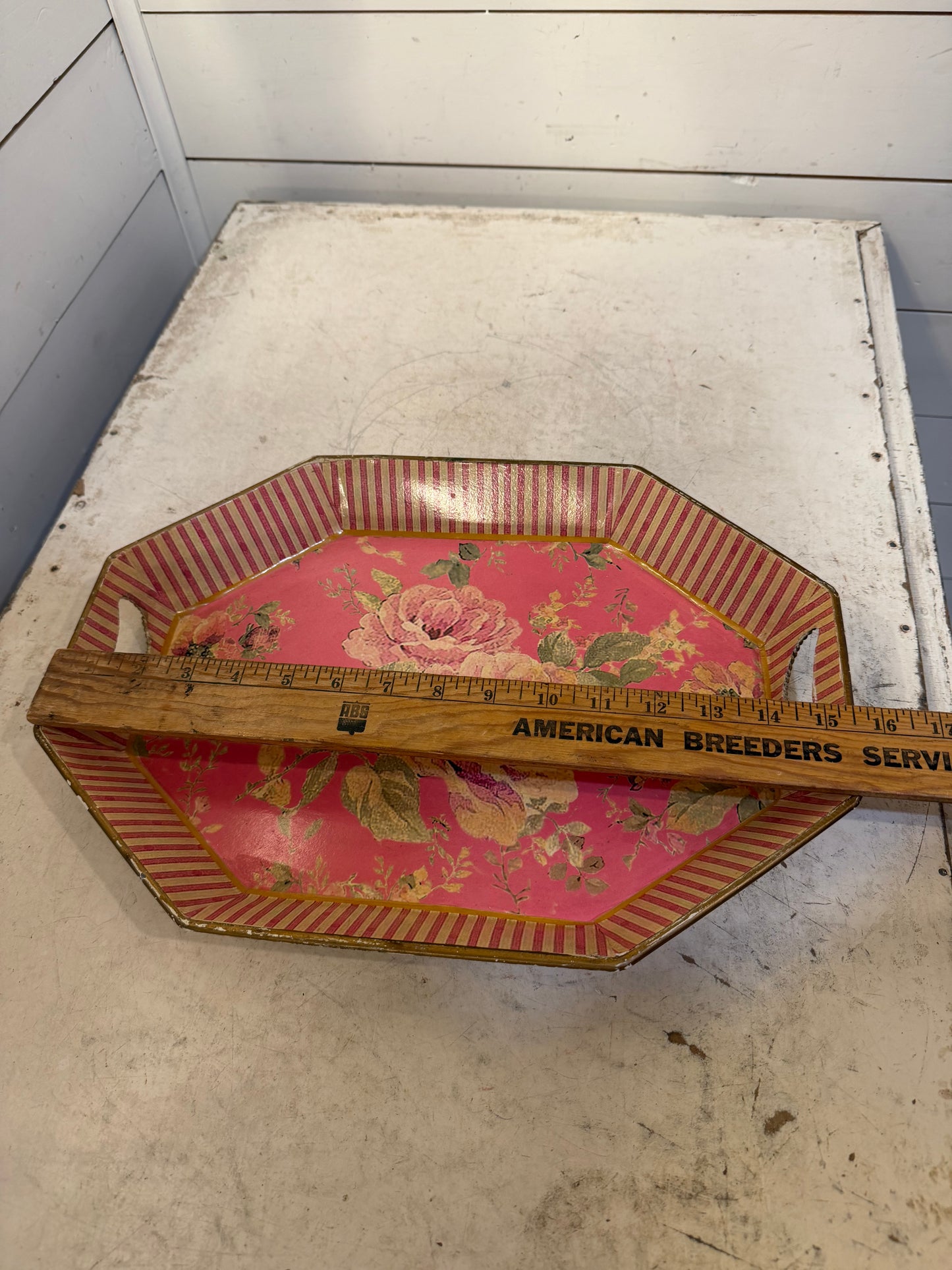 Vintage style octagonal floral platter