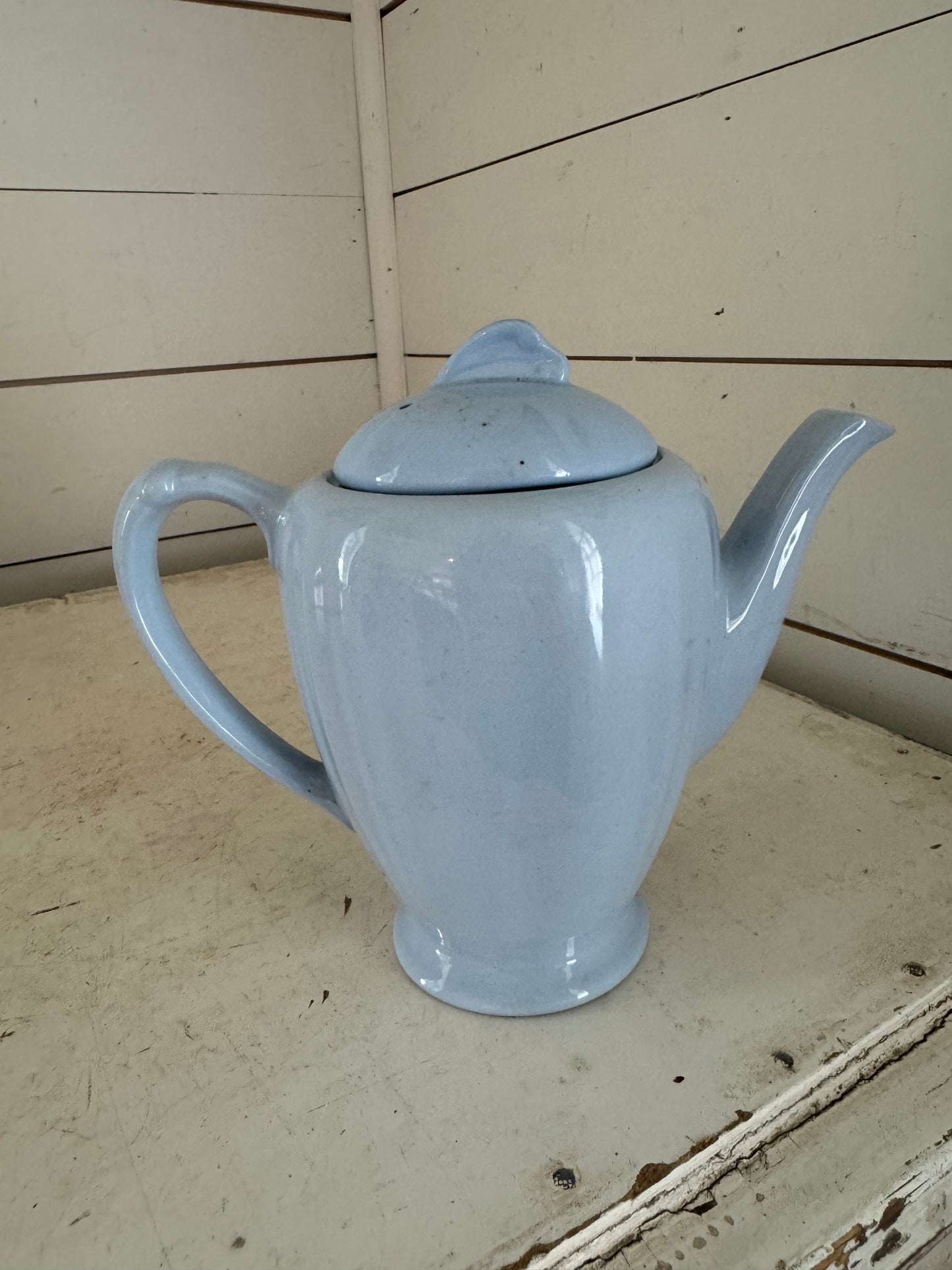 J & G. MEAKIN 'GLAMOUR' Celeste Blue Coffee Pot, English Art Deco Ceramic Tableware, Sophisticated Mid-century Modern British Ironstone